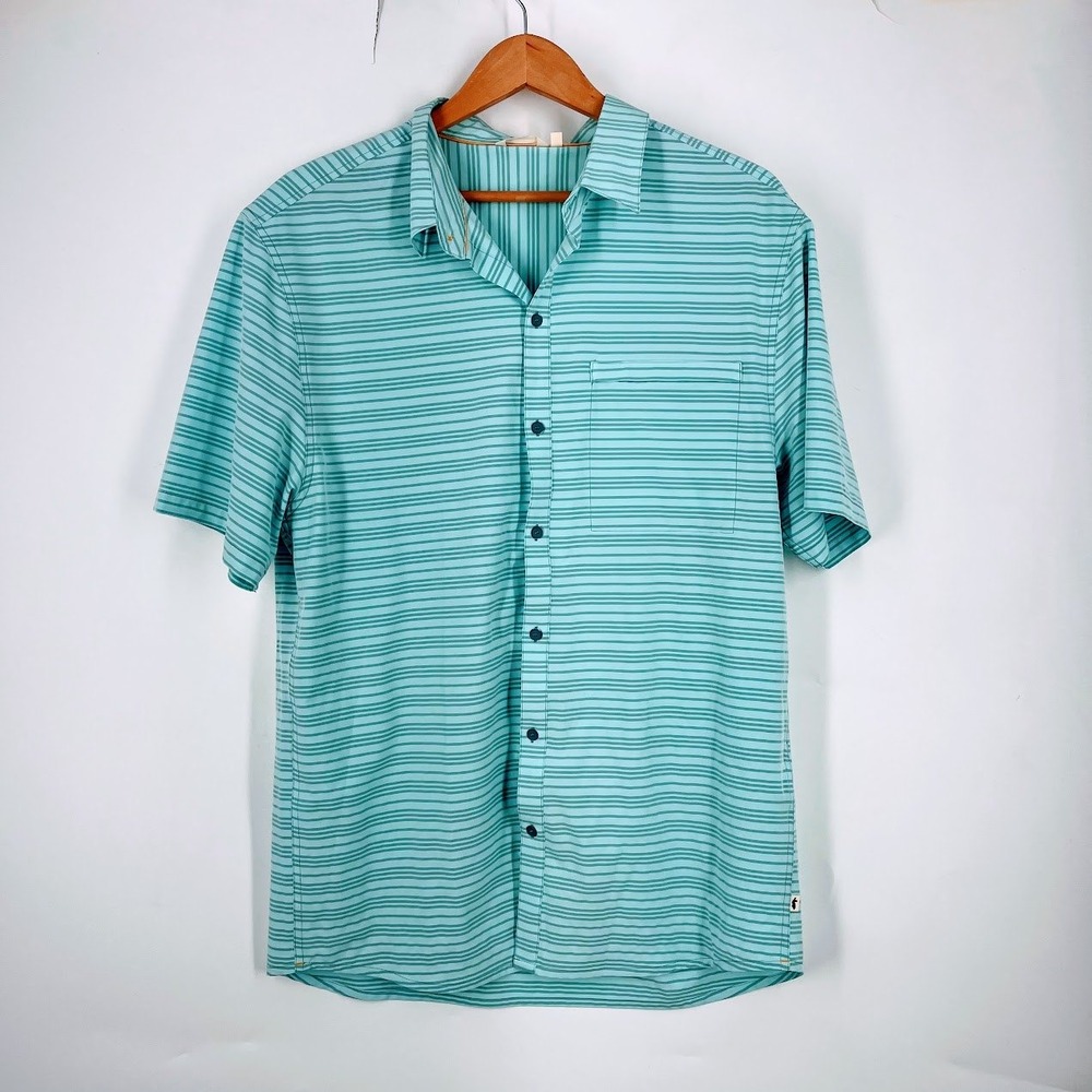 Cotopaxi Mens XL Cambio Short Sleeve Striped Button Down Shirt Blue S22478M270